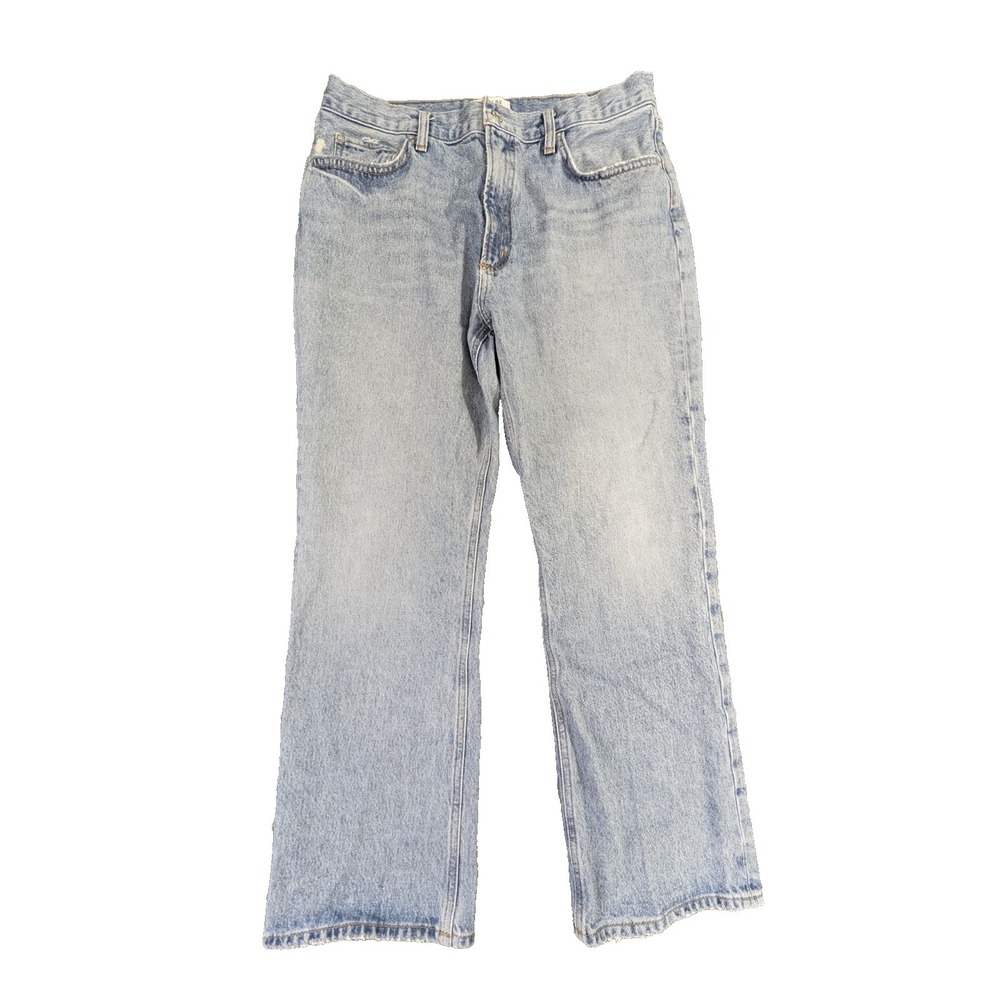 Agolde Vintage High Rise Straight Jeans Womens 32 Blue Light Wash Distressed